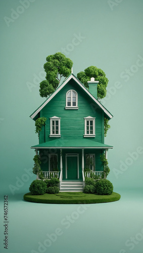 green house with plants on a light background, vector image
