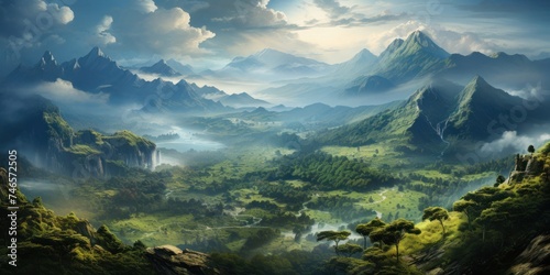 Majestic Mountain Landscape With Clouds Generative AI