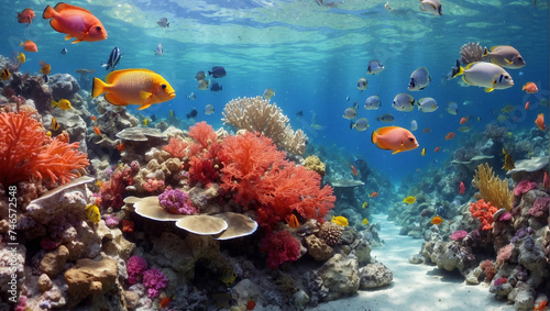 coral reef with beautiful fish