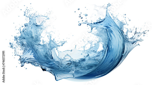 Circular Water Gyre Splash in Blue Aqua - Dynamic Motion of Liquid Flowing in Isolated Transparency  Perfect for Environmental Themes and Fresh Concepts.