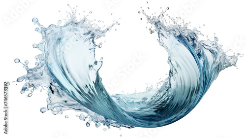 Circular Water Gyre Splash in Blue Aqua - Dynamic Motion of Liquid Flowing in Isolated Transparency, Perfect for Environmental Themes and Fresh Concepts.