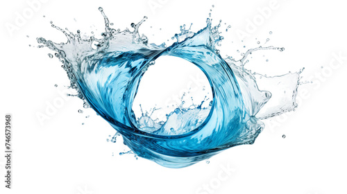 Circular Water Gyre Splash in Blue Aqua - Dynamic Motion of Liquid Flowing in Isolated Transparency, Perfect for Environmental Themes and Fresh Concepts.