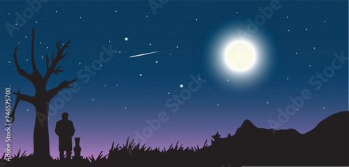 night landscape with moon and stars © Suzy