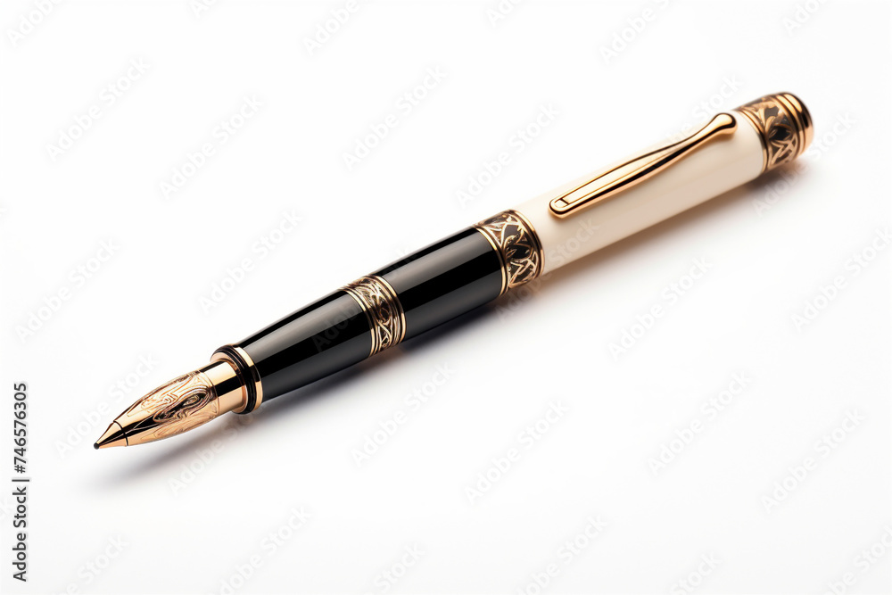 Photo fountain writing pen on a white background Photo fountain writing pen on a white background