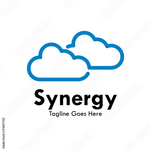 Synergy or cloud link design logo template illustration