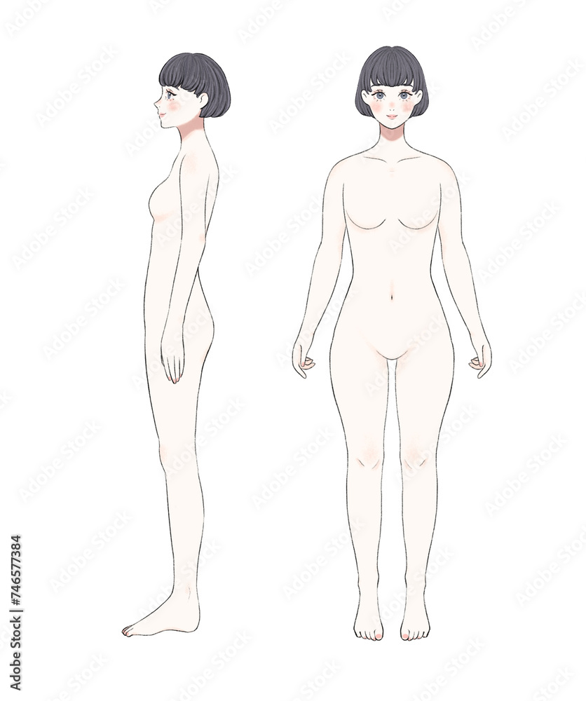 骨格ウェーブの女性　裸ver
