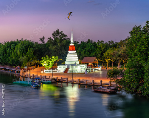 Phra Samut Chedi Klang Nam Old pagoda located in Rayong, Thailand
