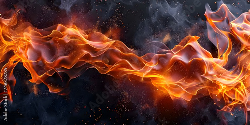 Fire blazes with intense heat on black background © Oksana