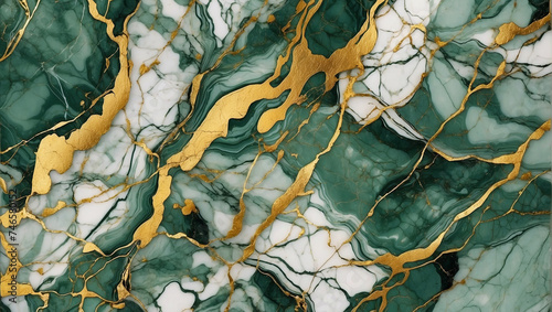 green, white, gold abstract background. Epoxy resin background. gold spots