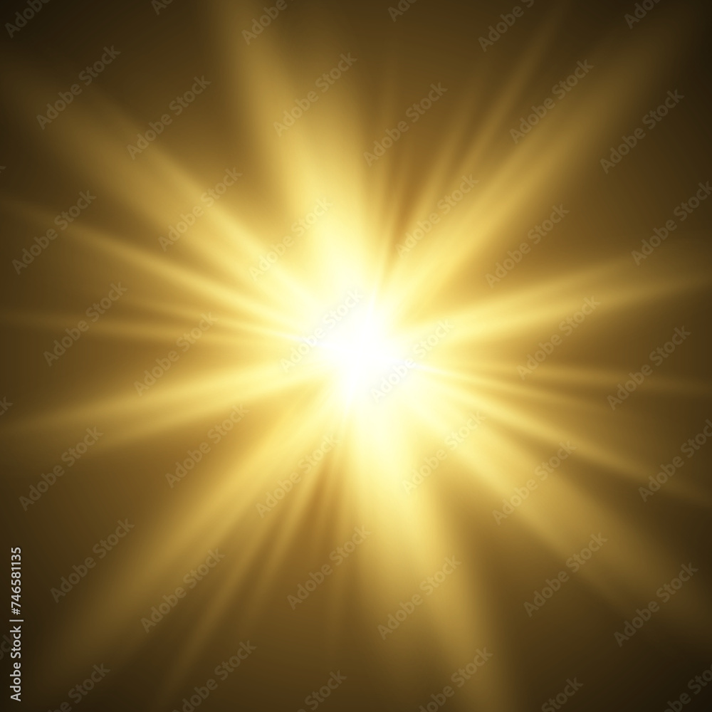 abstract glowing light sun burst with digital lens flare background. effect decoration with ray sparkles