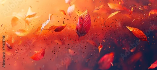 Autumn orange banner with blurred maple leaves background for seasonal design projects © Andrei