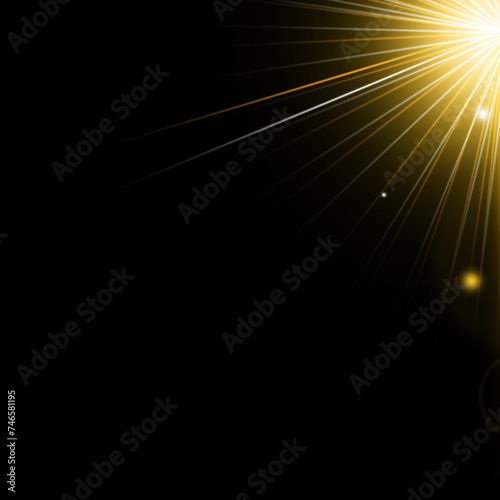 Vector transparent sunlight special lens flash light effect.front sun lens flash. Vector blur in the light of radiance. Element of decor. Horizontal stellar rays and searchligh