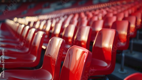 Seats of red tribune photo
