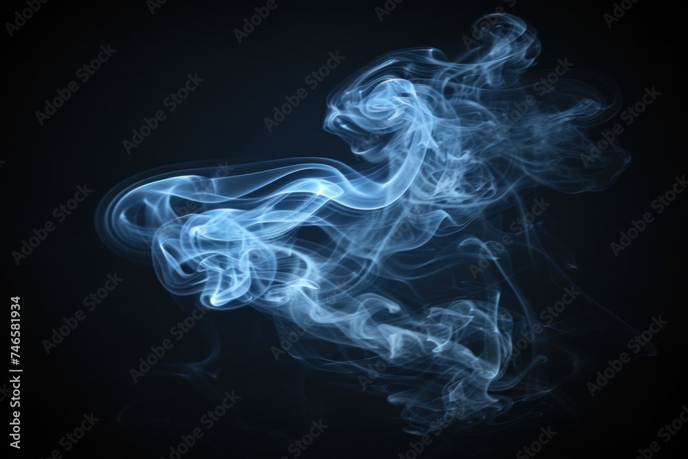 A captivating puff of blue smoke expanding symmetrically against a pitch-black backdrop, reflected on a smooth surface to enhance its visual impact. A captivating puff of blue smoke expanding symmetrically against a pitch-black backdrop, reflected on a smooth surface to enhance its visual impact.