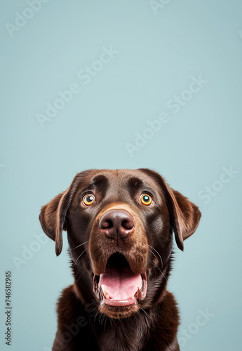 Portrait of a Labrador dog on a colored background.