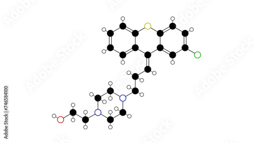 clopenthixol molecule, structural chemical formula, ball-and-stick model, isolated image typical antipsychotic drug photo