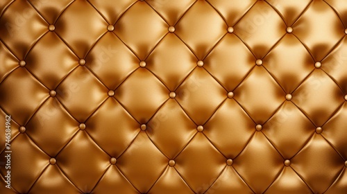 Luxurious gold leather seats  beautiful surface with rhombic stitching. Elegant background  gold leather  with buttons for pattern and background.