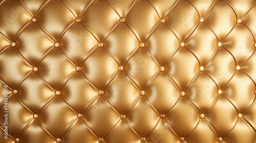 Luxurious gold leather seats  beautiful surface with rhombic stitching. Elegant background  gold leather  with buttons for pattern and background.