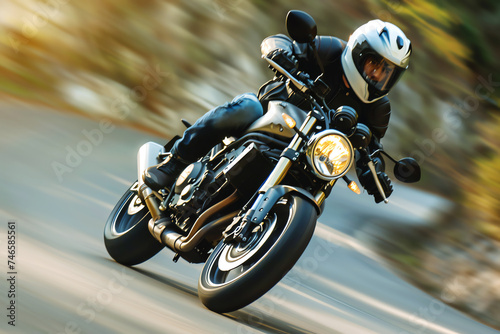 motorbike on the road, AI generated photo