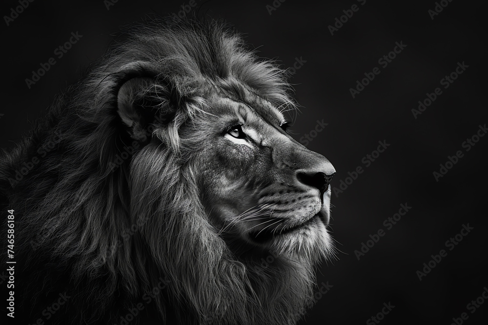 black and white lion, AI generated black and white lion, AI generated