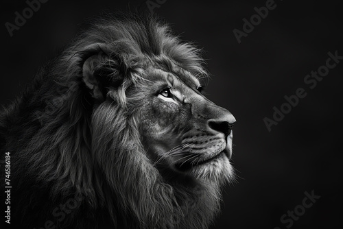black and white lion  AI generated