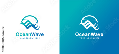 Vector illustration of natural ocean blue waves