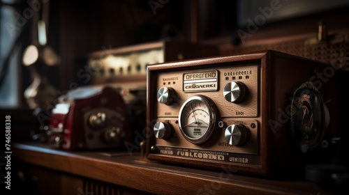 Wooden radio evoking nostalgia photo
