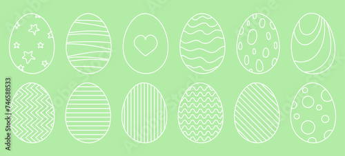 Easter egg. Ornament easter eggs set. Vector outline ornament sign. Easter icon isolated on white background. Vector 10 eps.
