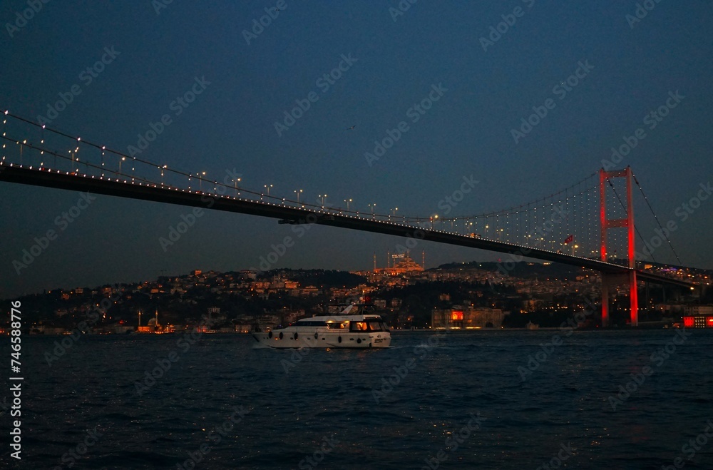 Bosphorus Bridge and city lights