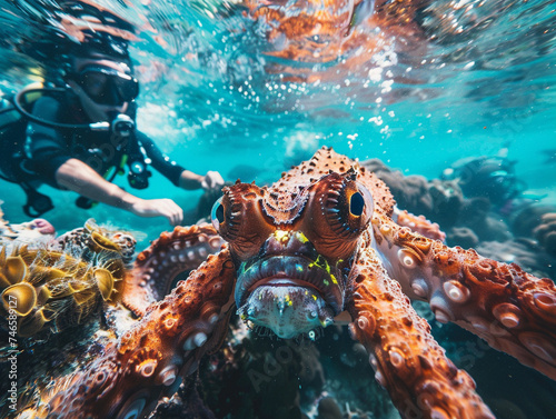 Exploring the vibrant underwater world through scuba diving encountering exotic marine life