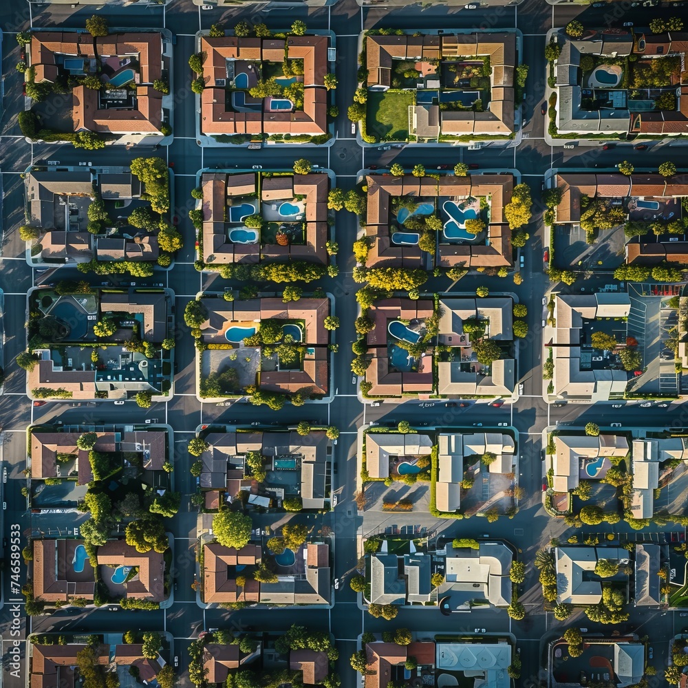 aerial view of city from above. Bird's eye view. Cityscape. Landscape