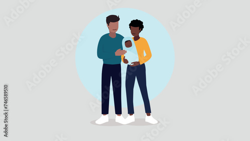 Vektor-Illustration eines Paares mit einem Baby - Familienkonzept