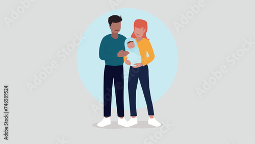 Vektor-Illustration eines Paares mit einem Baby - Familienkonzept