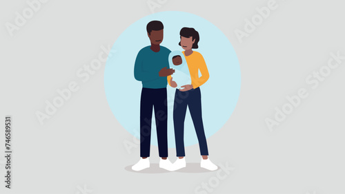 Vektor-Illustration eines Paares mit einem Baby - Familienkonzept