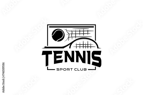 Tennis competition tournament club logo design, tennis sport badge template vector illustration