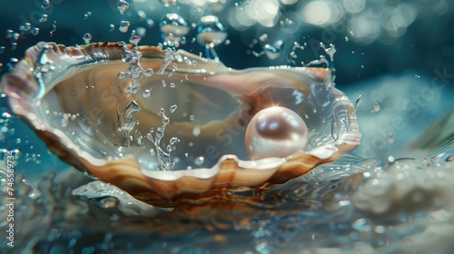 Pearls in open shells under the sea