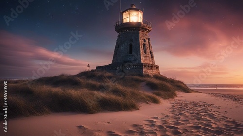 lighthouse at dusk highly intricately detailed photograph of Lighthouse at talacre in the afterglow following a storm 