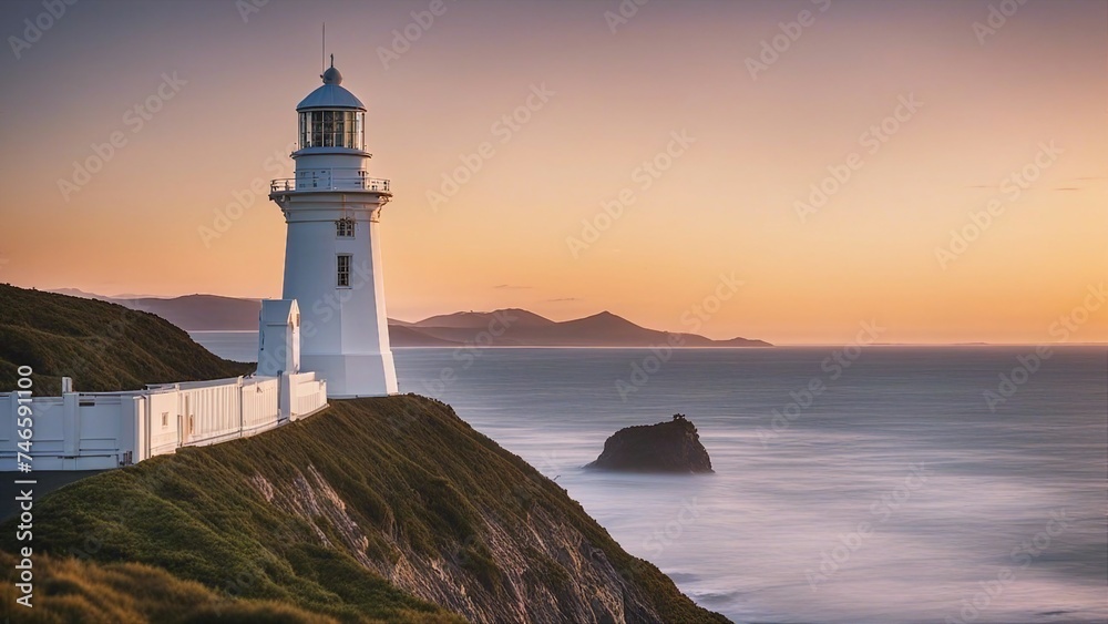 lighthouse at sunset Castle Point Lighthouse, sunrise,  