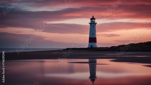 lighthouse at sunset Lighthouse at talacre, in the afterglow following a storm at sea 