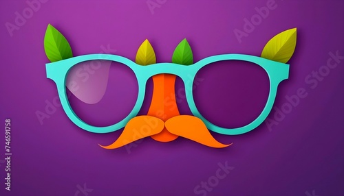 April Fools Day with Funny Glasses in paper cut style. April 1 banner .Fools' Day Poster. Funny spring holiday created with generative ai
