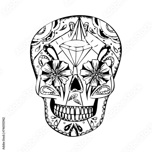 These are several skull-shaped vectors that have unique characteristics. Very suitable for posters for the Cinco de Mayo festival in Mexico. I deliberately made it black and white so you can easily.