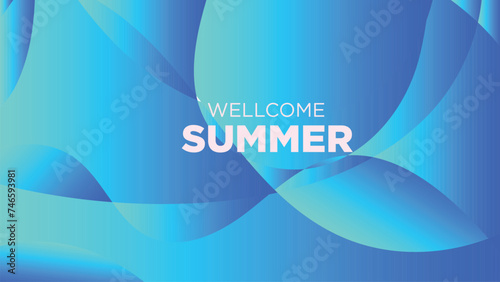 wellcome summer in abstract cold blue background