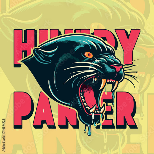 Vector Angry Panther bodybuilder concept illustration design, Generative Ai