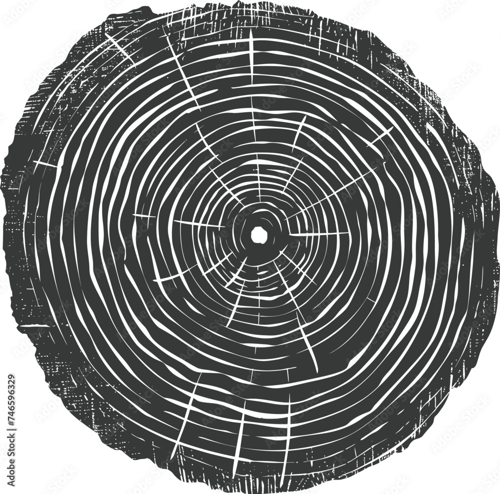 Fototapeta premium Silhouette Tree rings wood black color only