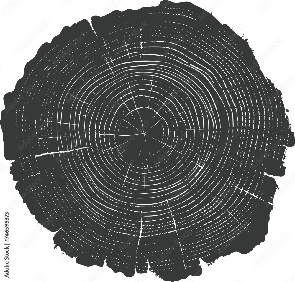 Silhouette Tree rings wood black color only Silhouette Tree rings wood black color only