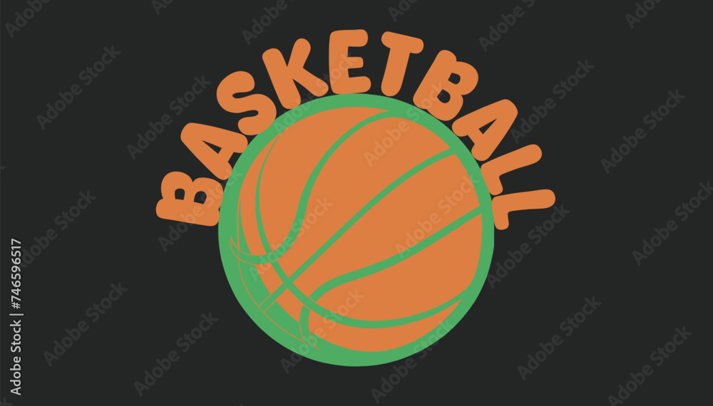 orange basketball ball. basketball design. basketball typography. vector. printable. color changeable.