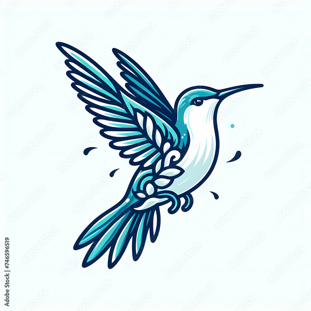 Obraz premium hummingbird vecor style PNG image with abstract line and color