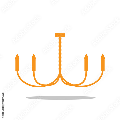Furniture chandelier, floor and table lamp in flat cartoon style. Lamps on a white background. Chandeliers, illuminator, flashlight - elements of a modern interior. Vector illustration.
