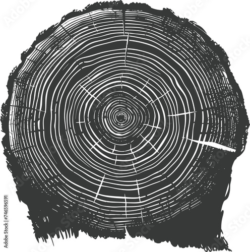 Silhouette Tree rings wood black color only