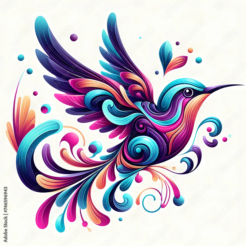 hummingbird vector style PNG image with abstract line and color hummingbird vector style PNG image with abstract line and color